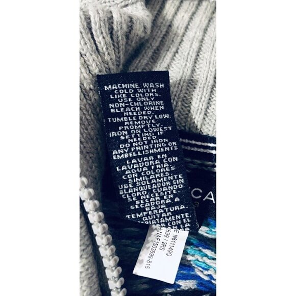 Nautica Sweater Womens Medium Gray Fair Isle 1/4 Zip Pullover Gray Cotton - Picture 5 of 5